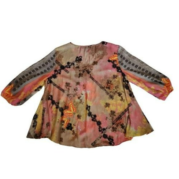 Style & Co. Petite Women's Floral Print Boho Style 3/4 Sleeve Flowy Blouse PL - Picture 5 of 14